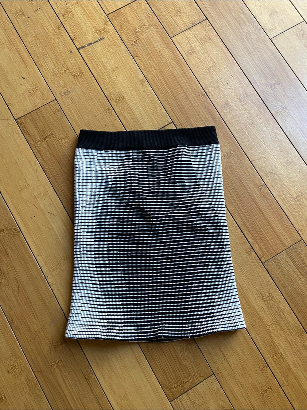 BCBGeneration Black and White Horizontal Stripe Pencil Skirt